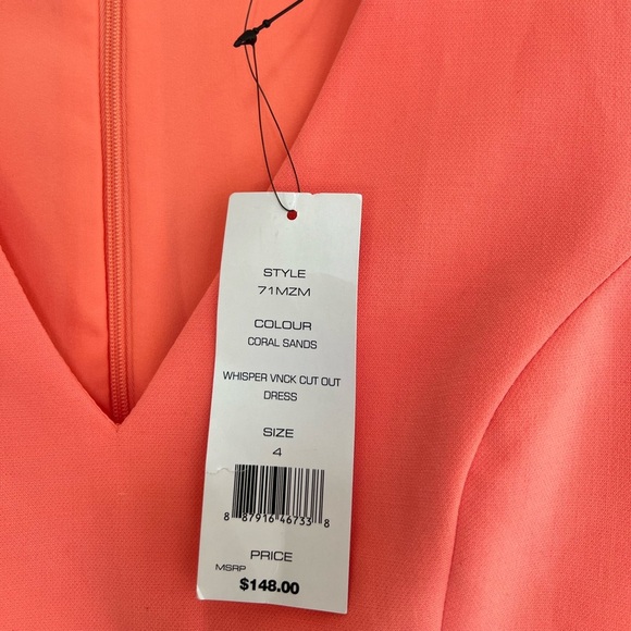 NWT French Connection Whisper V-Neck Cut Out Dress in Coral Sands, size 4 - Picture 7 of 11